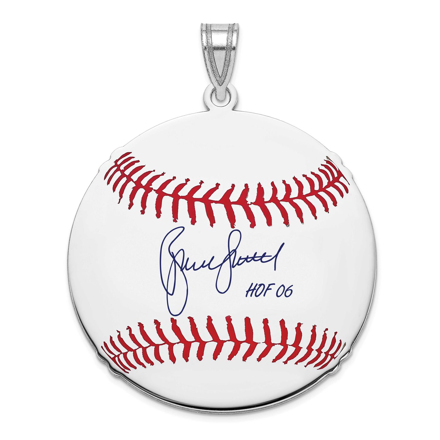 Bruce Sutter Hall of Fame Signature Large Epoxy Baseball Pendant Sterling Silver SSHF02BS06, UPC: