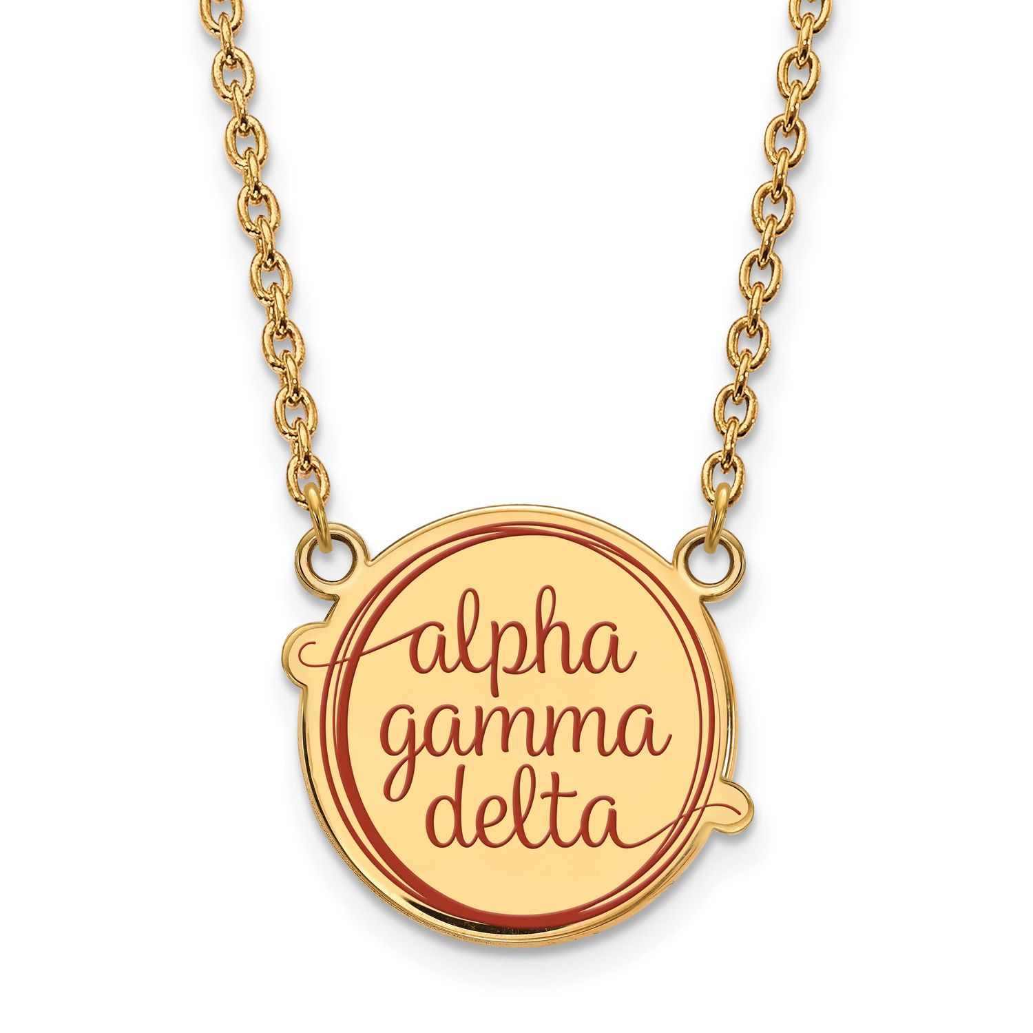 Alpha Gamma Delta Large Enl Pend with Necklace Gold-plated Sterling Silver GP015AGD-18, UPC: 886774…