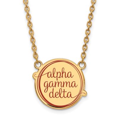 Alpha Gamma Delta Large Enl Pend with Necklace Gold-plated Sterling Silver GP015AGD-18, UPC: 886774…