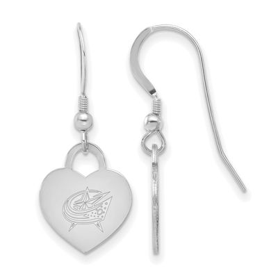 NHL Columbus Blue Jackets Heart Dangle Earrings Sterling Silver Rhodium-plated SS128BJA, UPC: 19690…