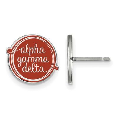 Alpha Gamma Delta Enameled Post Earrings Sterling Silver Rhodium-plated SS020AGD, UPC: 886774603162