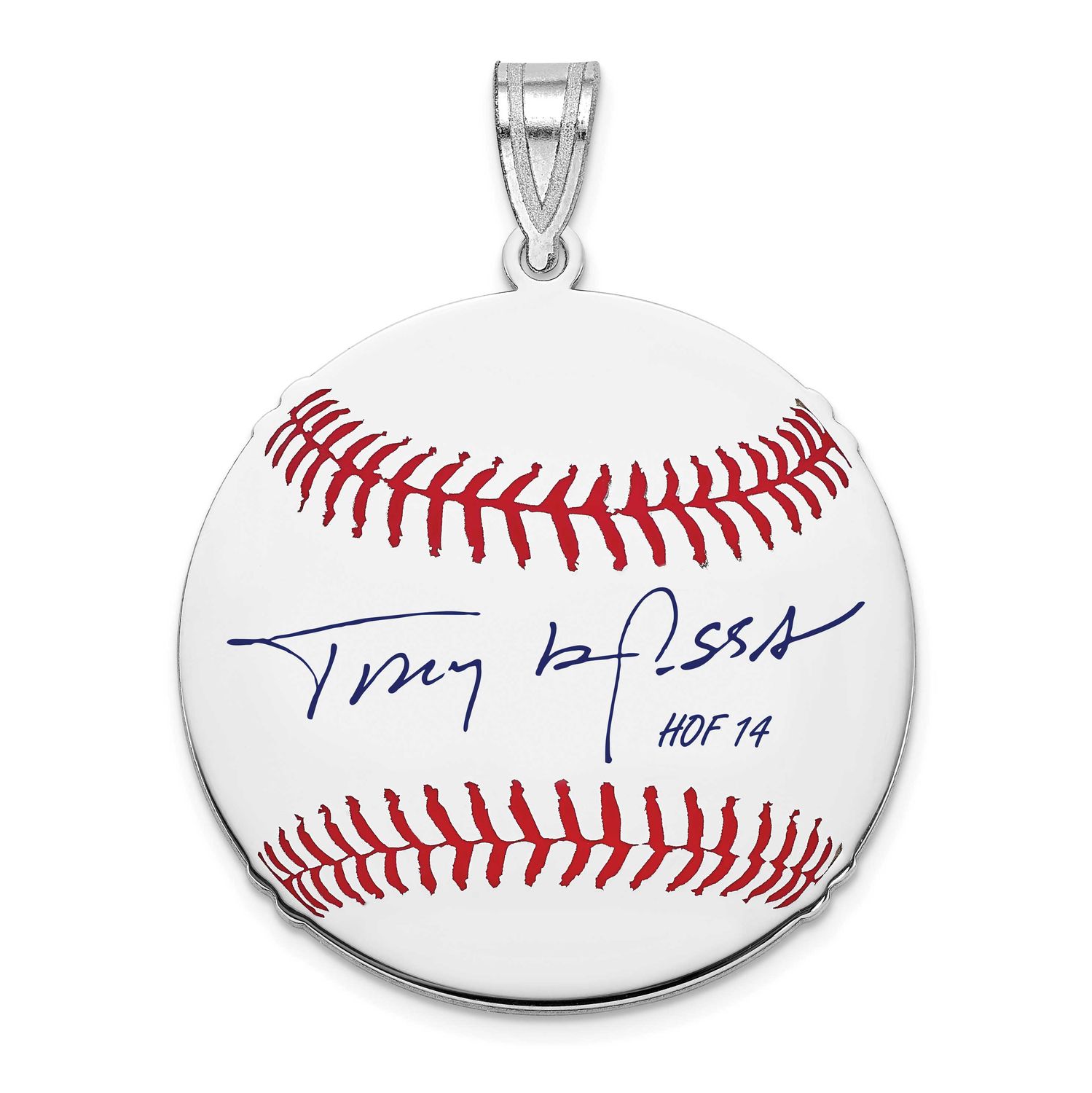 Tony La Russa Hall of Fame Signature Medium Epoxy Baseball Pendant Sterling Silver SSHF10TL14, UPC: