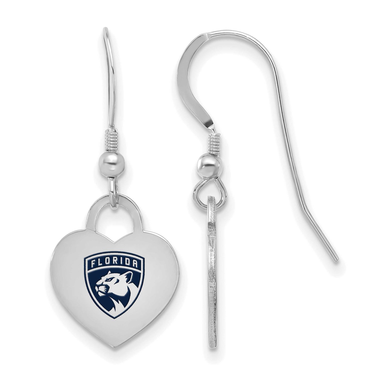 NHL Florida Panthers Enamel Heart Dangle Earrings Sterling Silver Rhodium-plated SS129PTH, UPC: 196…