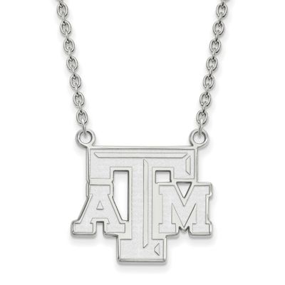 Texas A And M University T-A-M Large Pendant 18 Inch Necklace Sterling Silver Rhodium-plated SS010T…