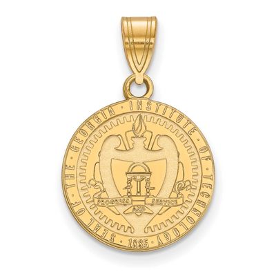 Georgia Institute of Tech Medium Crest Pendant 10k Gold 1Y055GT, UPC: 191101780547