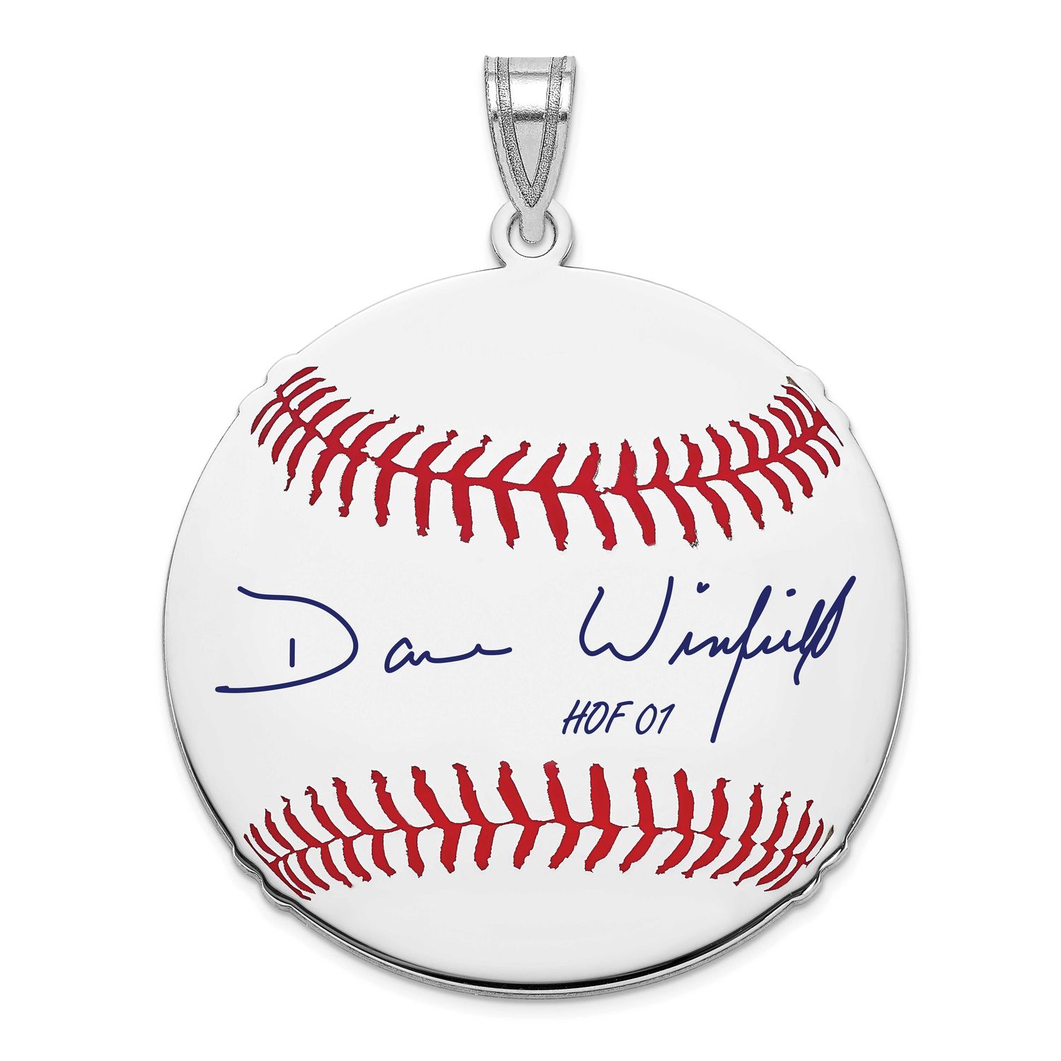 Dave Winfield Hall of Fame Signature Large Epoxy Baseball Pendant Sterling Silver SSHF02DW01, UPC: