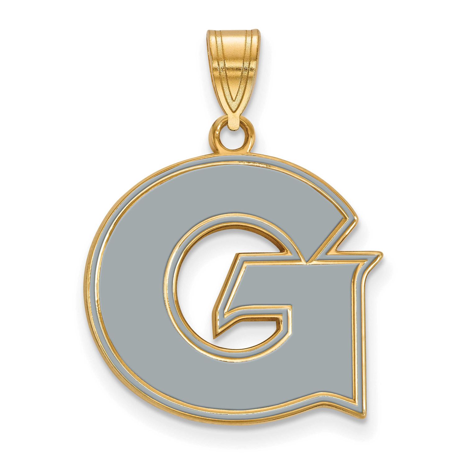 Georgetown University Letter G Large Enameled Pendant Gold-plated Sterling Silver GP009GC, UPC: 886…
