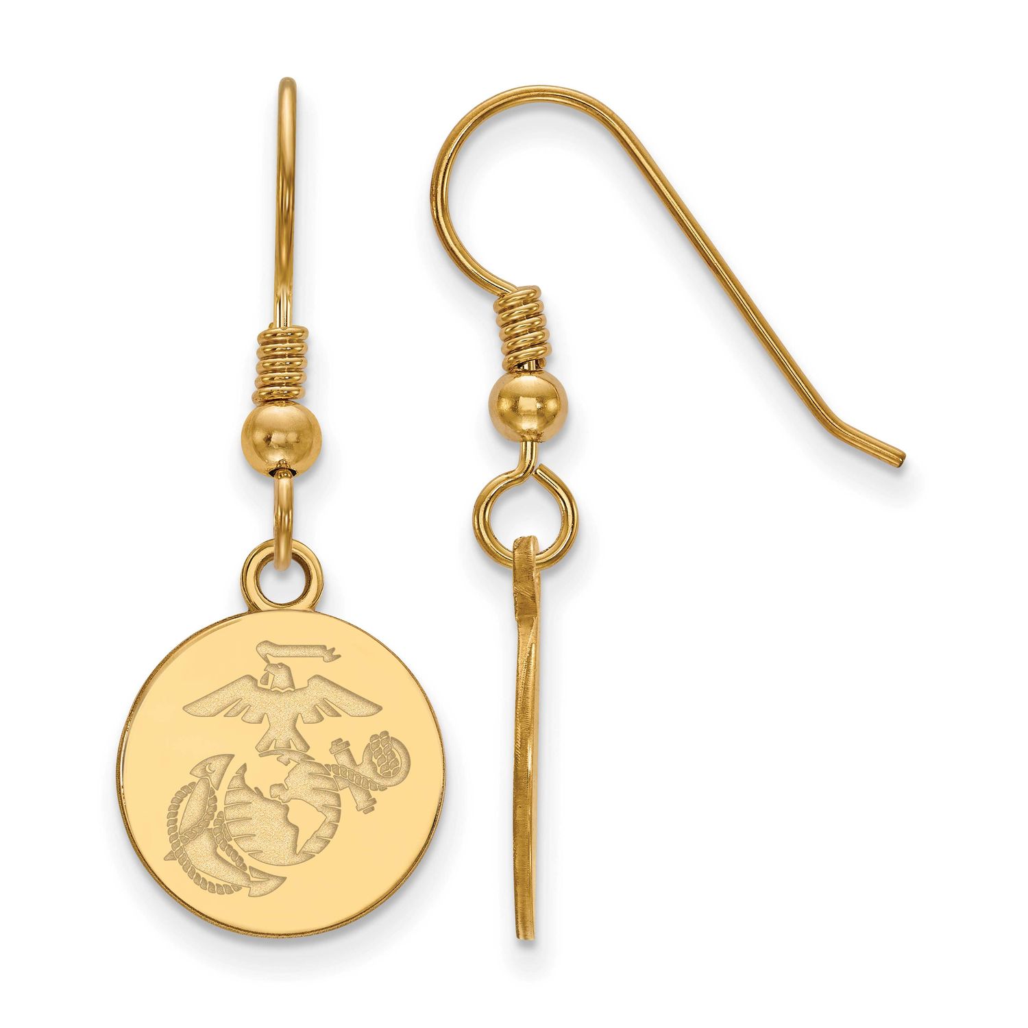 U.S. Marine Corps Disc Post Earrings 10k Gold 1Y015USMC, UPC: