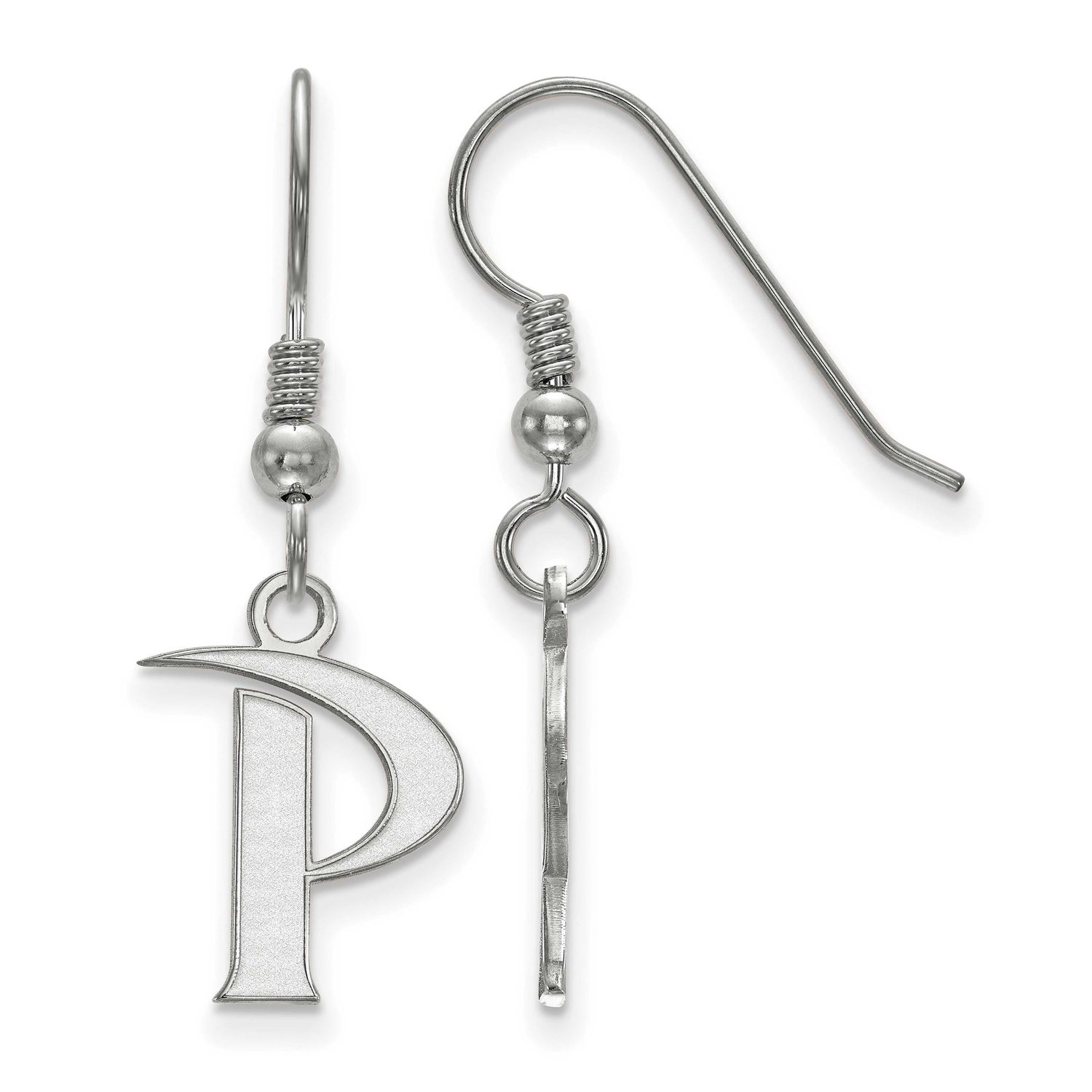 Pepperdine University Letter P Small Dangle Wire Earrings Sterling Silver Rhodium-plated SS003PEU, …
