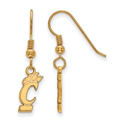 University of Cincinnati Small Dangle Wire Earrings Gold-plated Sterling Silver GP006UC, UPC: 88677…
