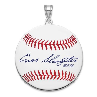 Enos Slaughter Hall of Fame Signature Large Epoxy Baseball Pendant Sterling Silver SSHF02ES85, UPC: