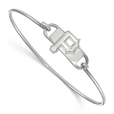 MLB Pittsburgh Pirates Letter P Small Center 7 Inch Wire Bangle Sterling Silver Rhodium-plated SS00…
