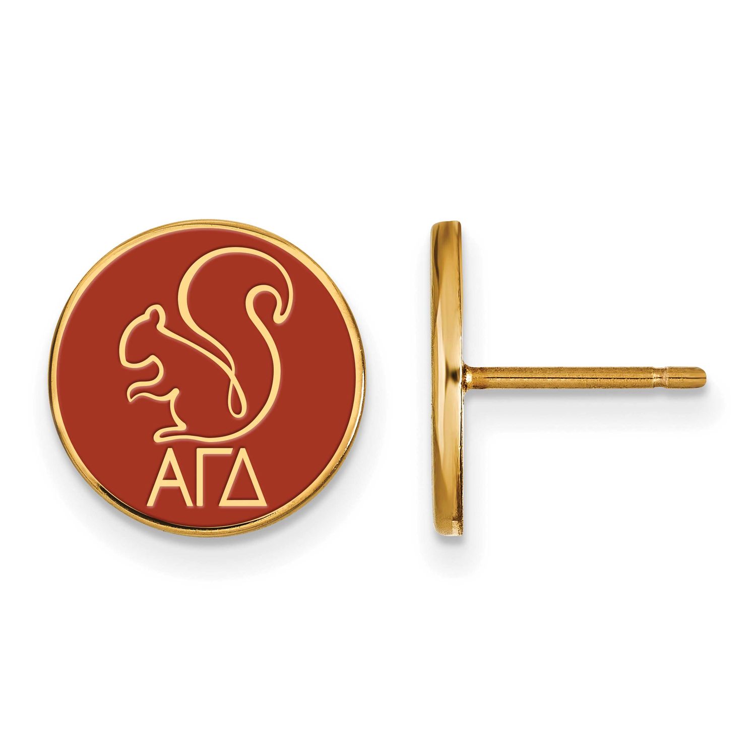 Alpha Gamma Delta Enameled Post Earrings Gold-plated Sterling Silver GP046AGD, UPC: 886774944821