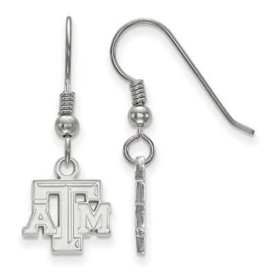 Texas A And M University T-A-M Extra Small Dangle Wire Earrings Sterling Silver Rhodium-plated SS00…