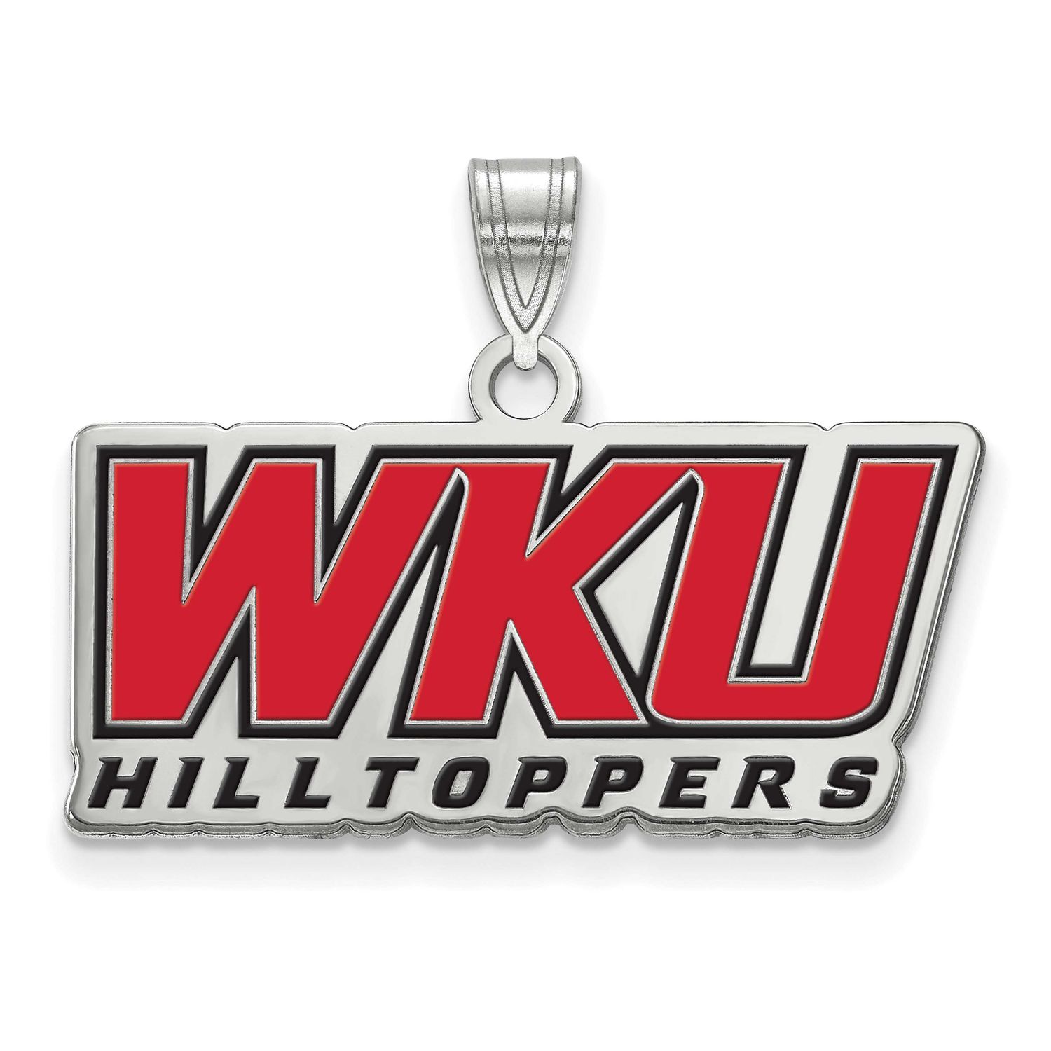 Western Kentucky University W-K-U Hilltoppers Large Enameled Pendant Sterling Silver Rhodium-plated…
