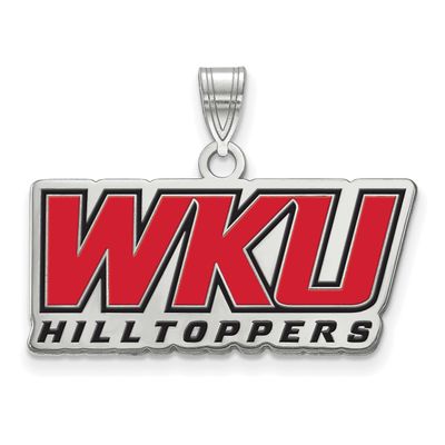 Western Kentucky University W-K-U Hilltoppers Large Enameled Pendant Sterling Silver Rhodium-plated…