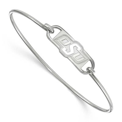 Oklahoma State University O-S-U Small Center 7 Inch Wire Bangle Sterling Silver Rhodium-plated SS02…