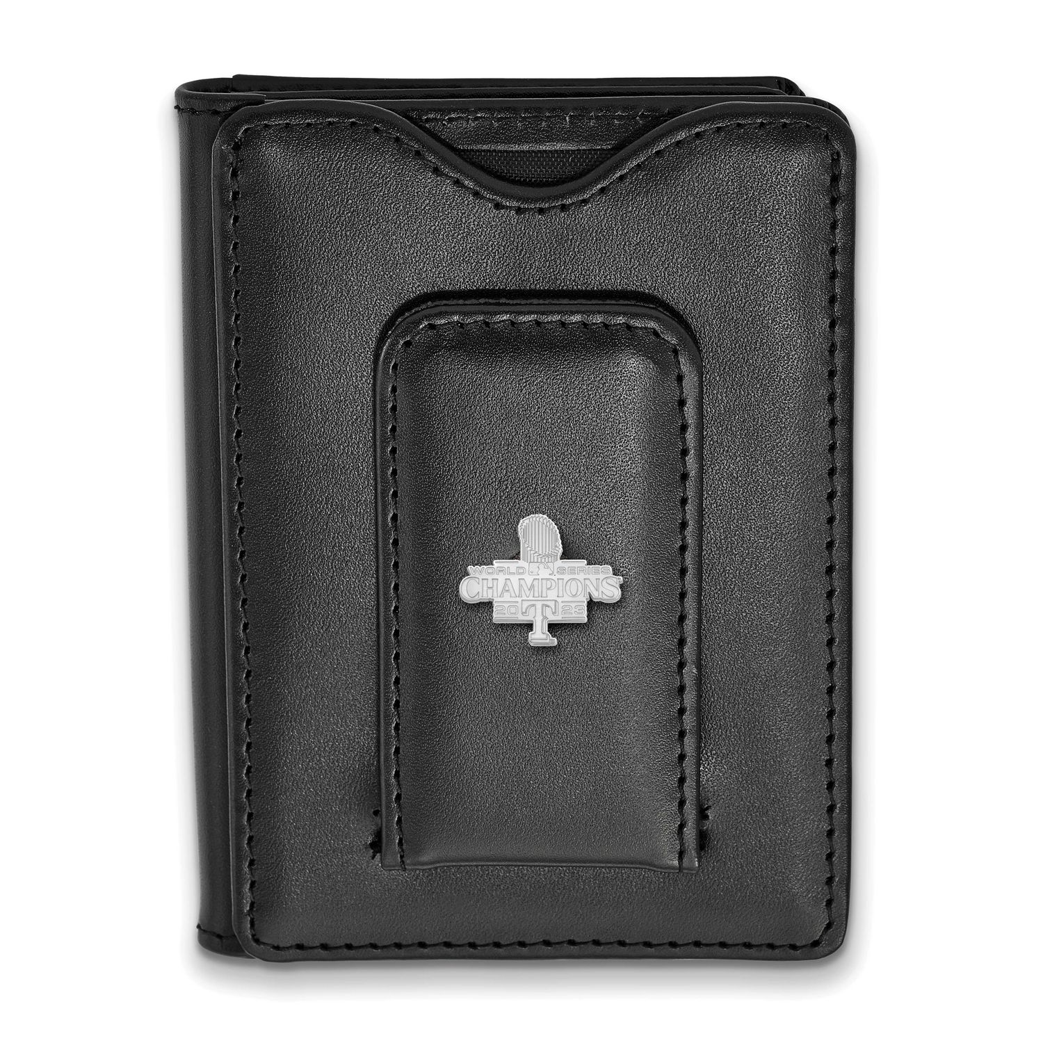 2023 World Series Champions Texas Rangers Black Leather Wallet Sterling Silver SS010RAN23-W1, UPC: