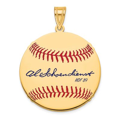 Red Schoendienst Hall of Fame Signature Medium Epoxy Baseball Pendant Gold-plated Sterling Silver G…