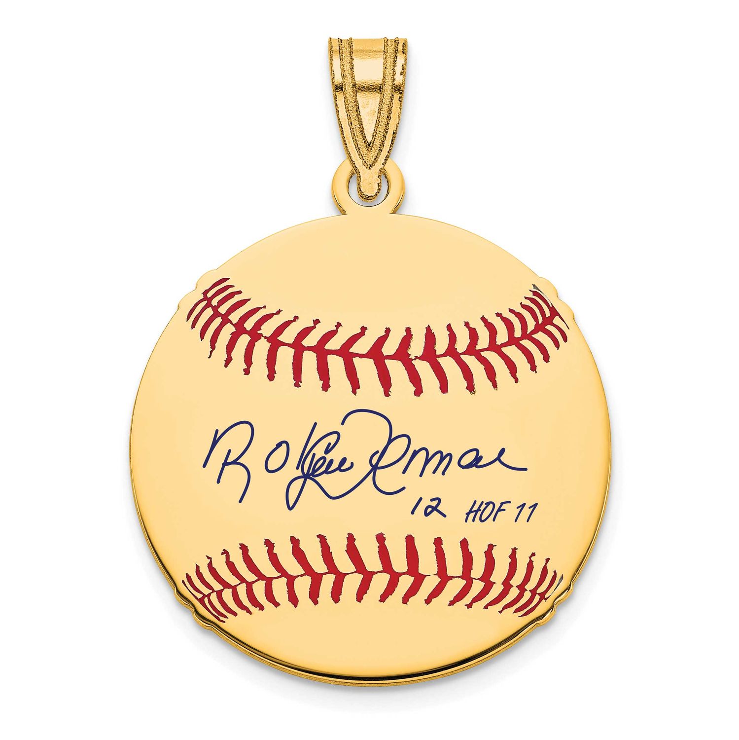 Roberto Alomar Hall of Fame Signature Small Epoxy Baseball Pendant 10k Gold 1YHF11RA11, UPC: