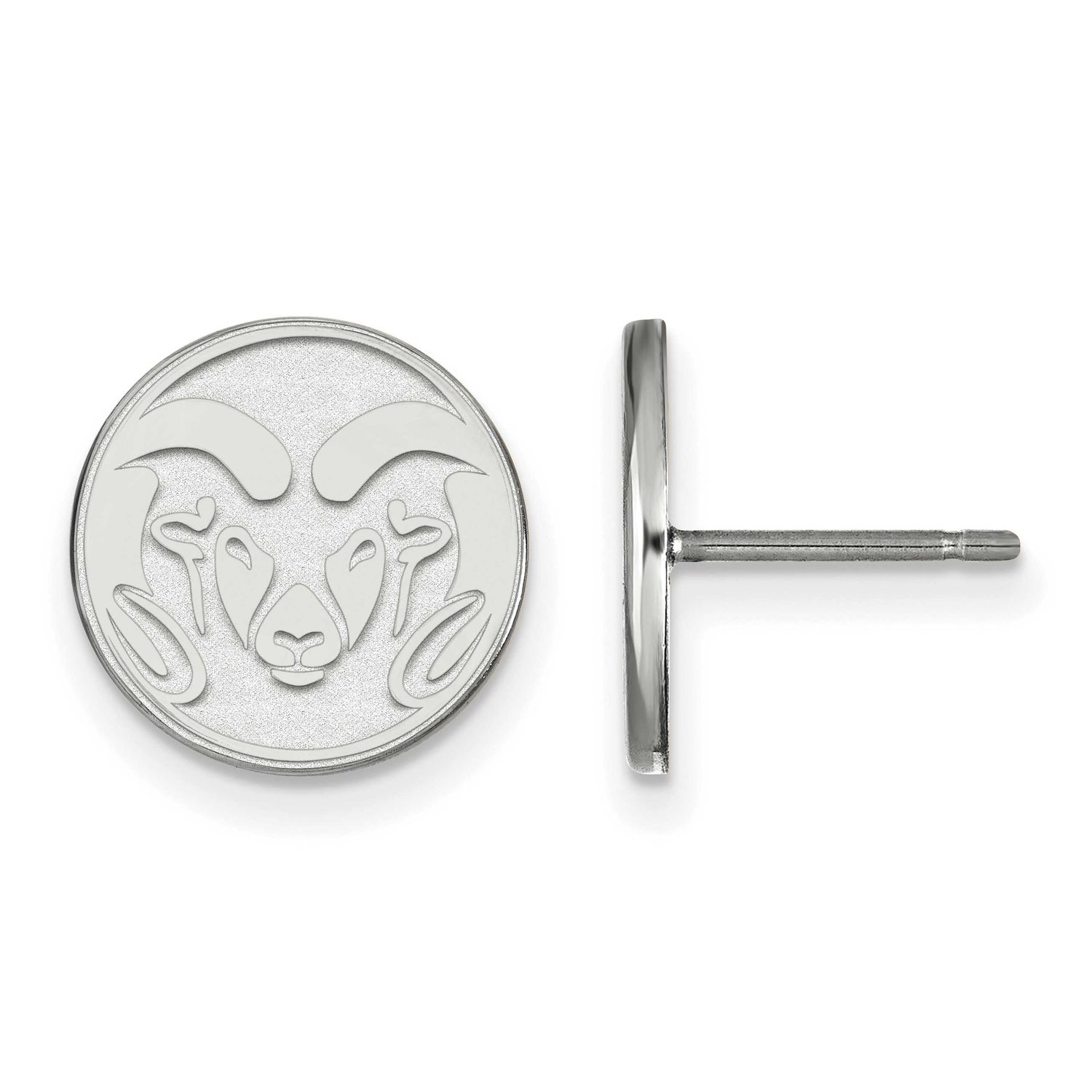 Colorado State University Ram Small Post Earrings Sterling Silver Rhodium-plated SS004COS, UPC: 886…