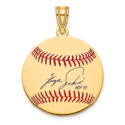Fergie Jenkins Hall of Fame Signature Small Epoxy Baseball Pendant Gold-plated Sterling Silver GPHF…