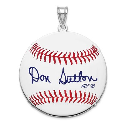 Don Sutton Hall of Fame Signature Large Epoxy Baseball Pendant Sterling Silver SSHF02DS98, UPC: