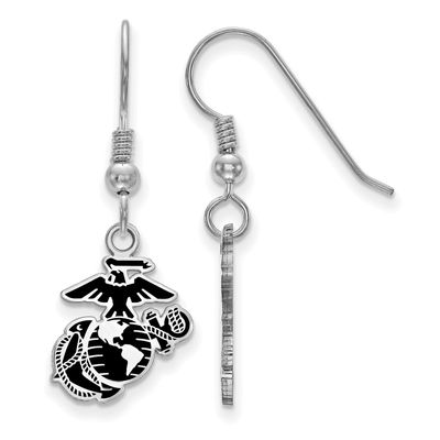 U.S. Marine Corps Epoxied Dangle Earrings Sterling Silver Rhodium-plated SS031USMC, UPC: 1911014856…