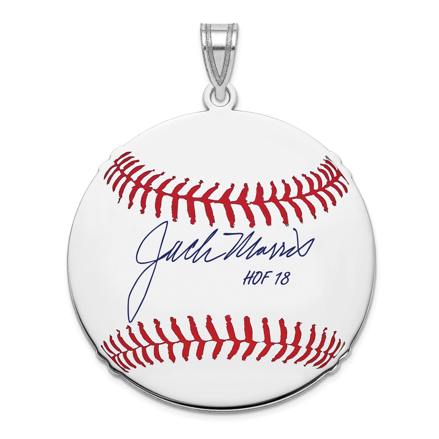 Jack Morris Hall of Fame Signature Large Epoxy Baseball Pendant Sterling Silver SSHF02JM18, UPC: