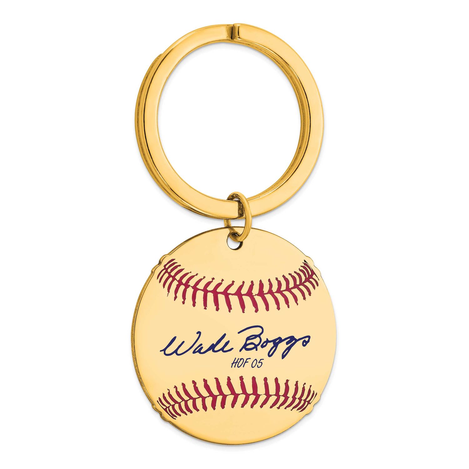 Wade Boggs Hall of Fame Signature Epoxy Baseball Keychain Gold-plated Sterling Silver GPHF03WB05, U…