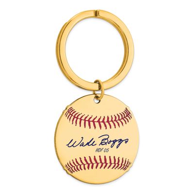 Wade Boggs Hall of Fame Signature Epoxy Baseball Keychain Gold-plated Sterling Silver GPHF03WB05, U…