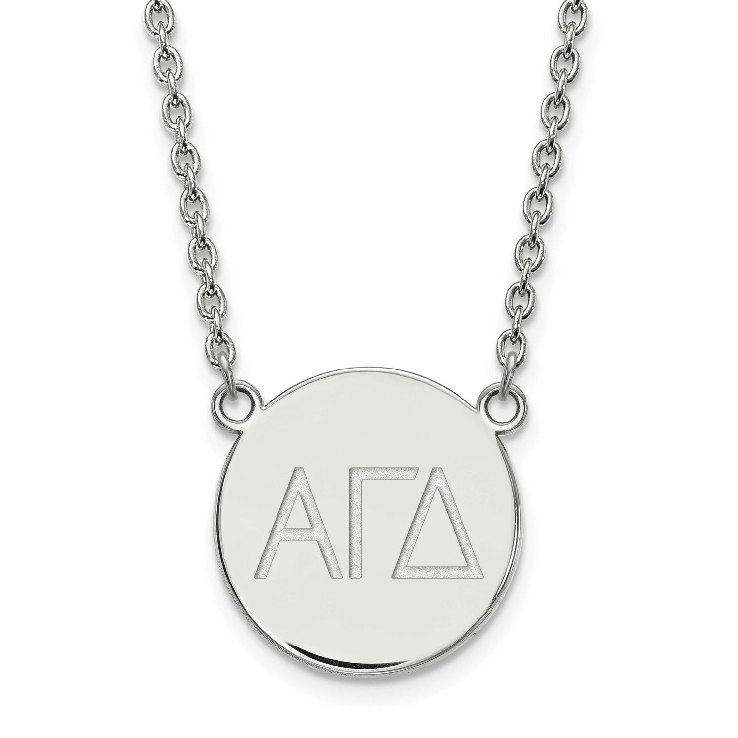 Alpha Gamma Delta Small Enl Pend with Necklace Sterling Silver Rhodium-plated SS017AGD-18, UPC: 886…