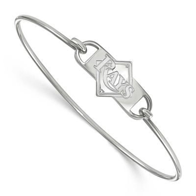 MLB Tampa Bay Rays Baseball Diamond Center 7 Inch Wire Bangle Sterling Silver Rhodium-plated SS003D…