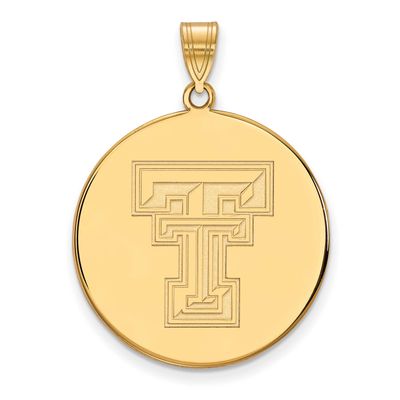 Texas Tech University T-T Extra Large Disc Pendant 14k Gold 4Y075TXT, UPC: 886774888262