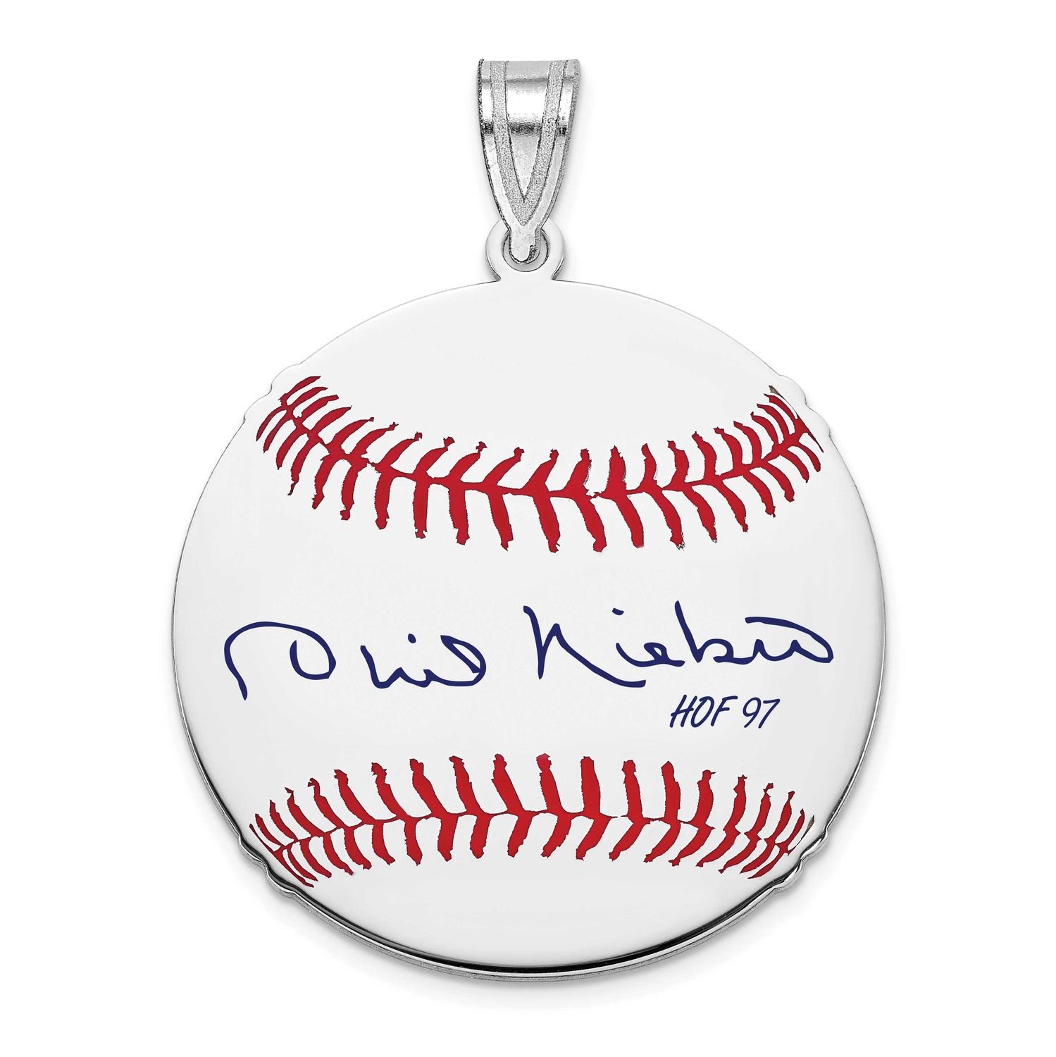 Phil Niekro Hall of Fame Signature Medium Epoxy Baseball Pendant Sterling Silver SSHF10PN97, UPC: