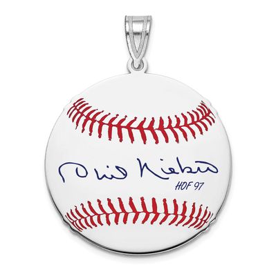 Phil Niekro Hall of Fame Signature Medium Epoxy Baseball Pendant Sterling Silver SSHF10PN97, UPC: