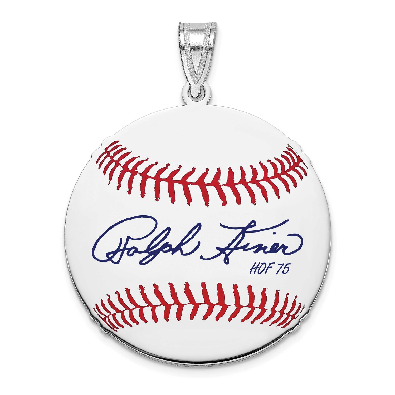 Ralph Kiner Hall of Fame Signature Medium Epoxy Baseball Pendant Sterling Silver SSHF10RK75, UPC: