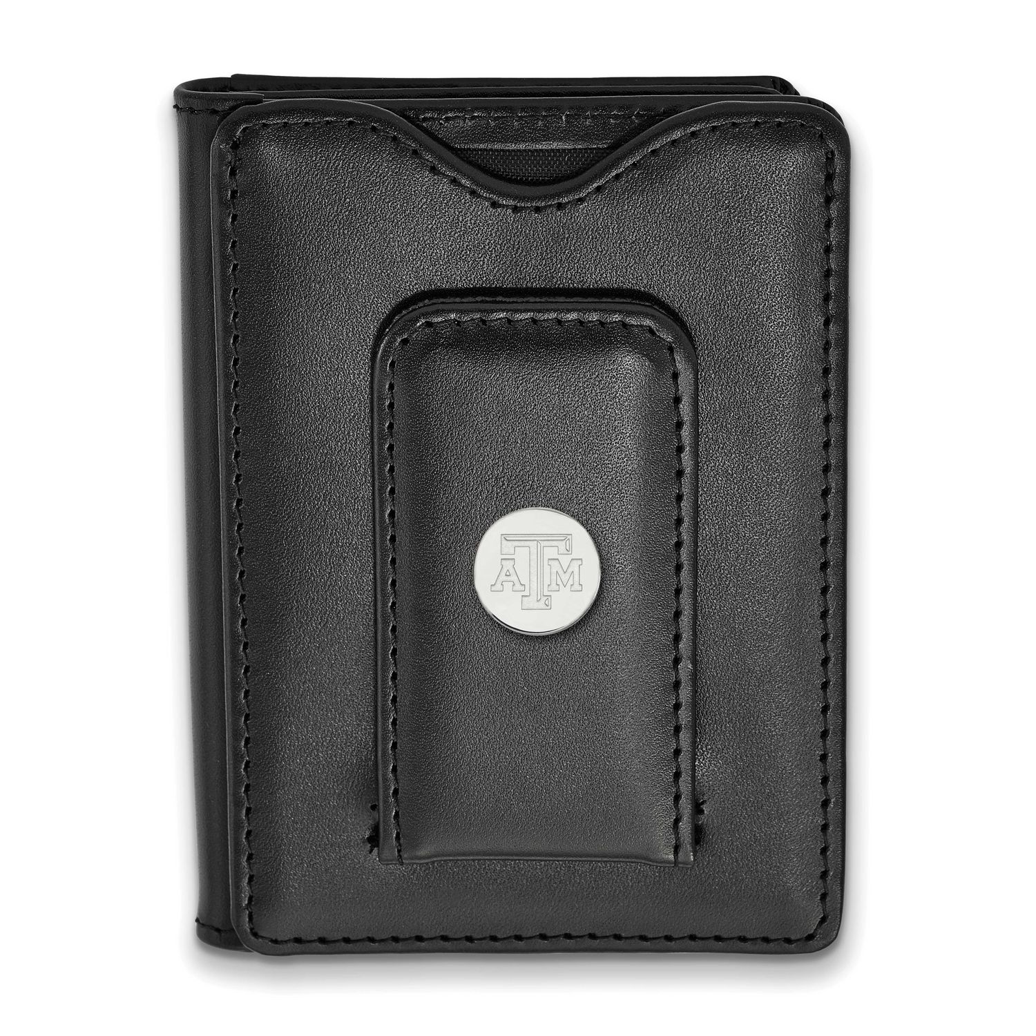 Texas A&amp;M University Black Leather Wallet Sterling Silver Rhodium-plated SS077TAM-W1, UPC: 88677469…