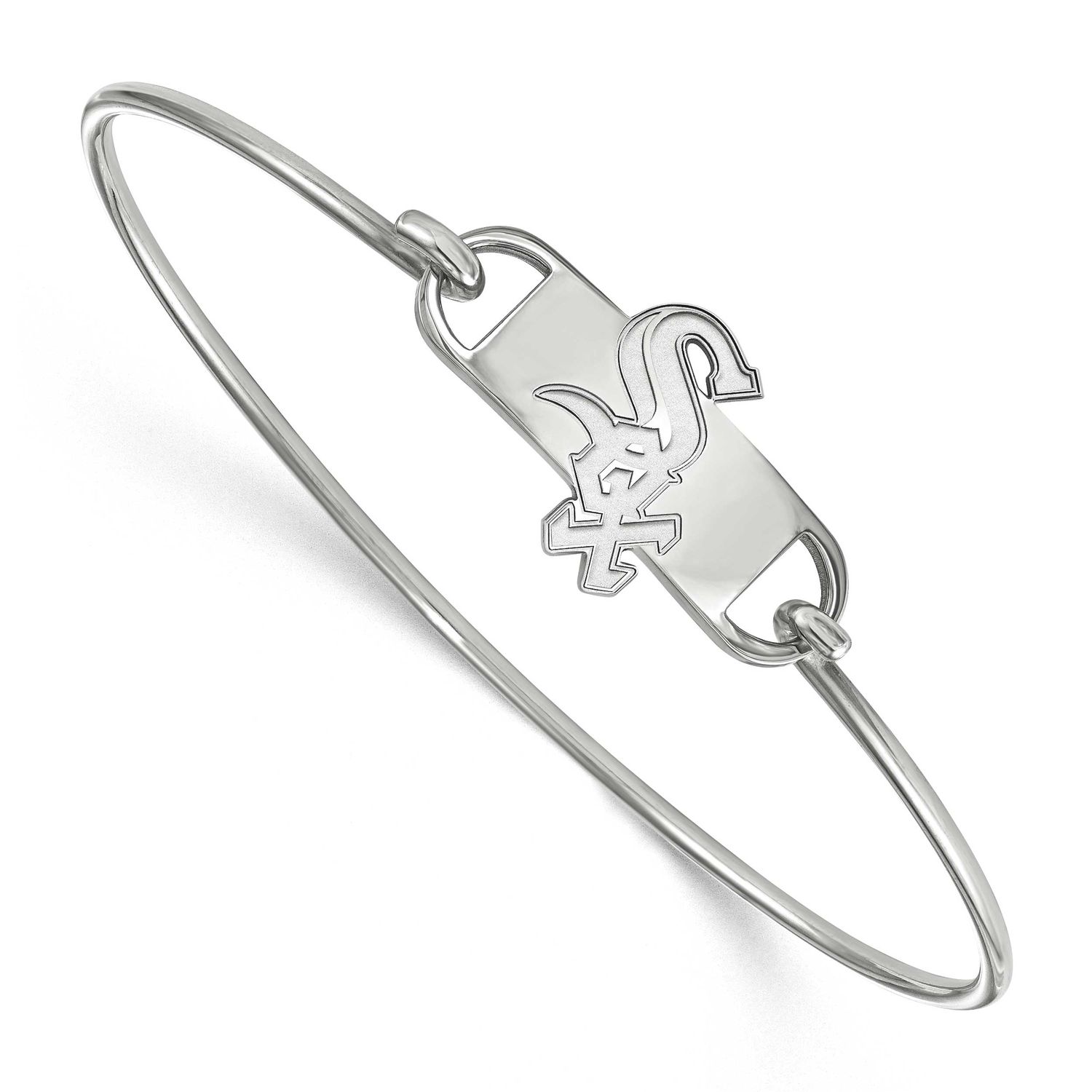 MLB Chicago White Sox Small Center 7 Inch Wire Bangle Sterling Silver Rhodium-plated SS010WHI-7, UP…