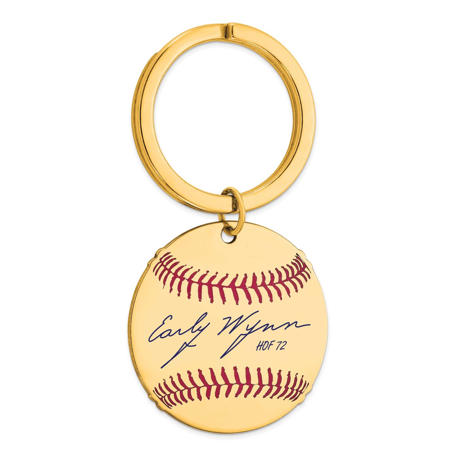 Early Wynn Hall of Fame Signature Epoxy Baseball Keychain Gold-plated Sterling Silver GPHF03EW72, U…