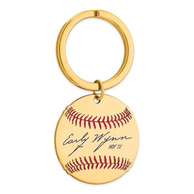 Early Wynn Hall of Fame Signature Epoxy Baseball Keychain Gold-plated Sterling Silver GPHF03EW72, U…