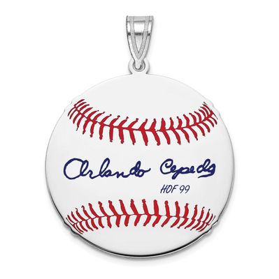 Orlando Cepeda Hall of Fame Signature Medium Epoxy Baseball Pendant Sterling Silver SSHF10OC99, UPC: