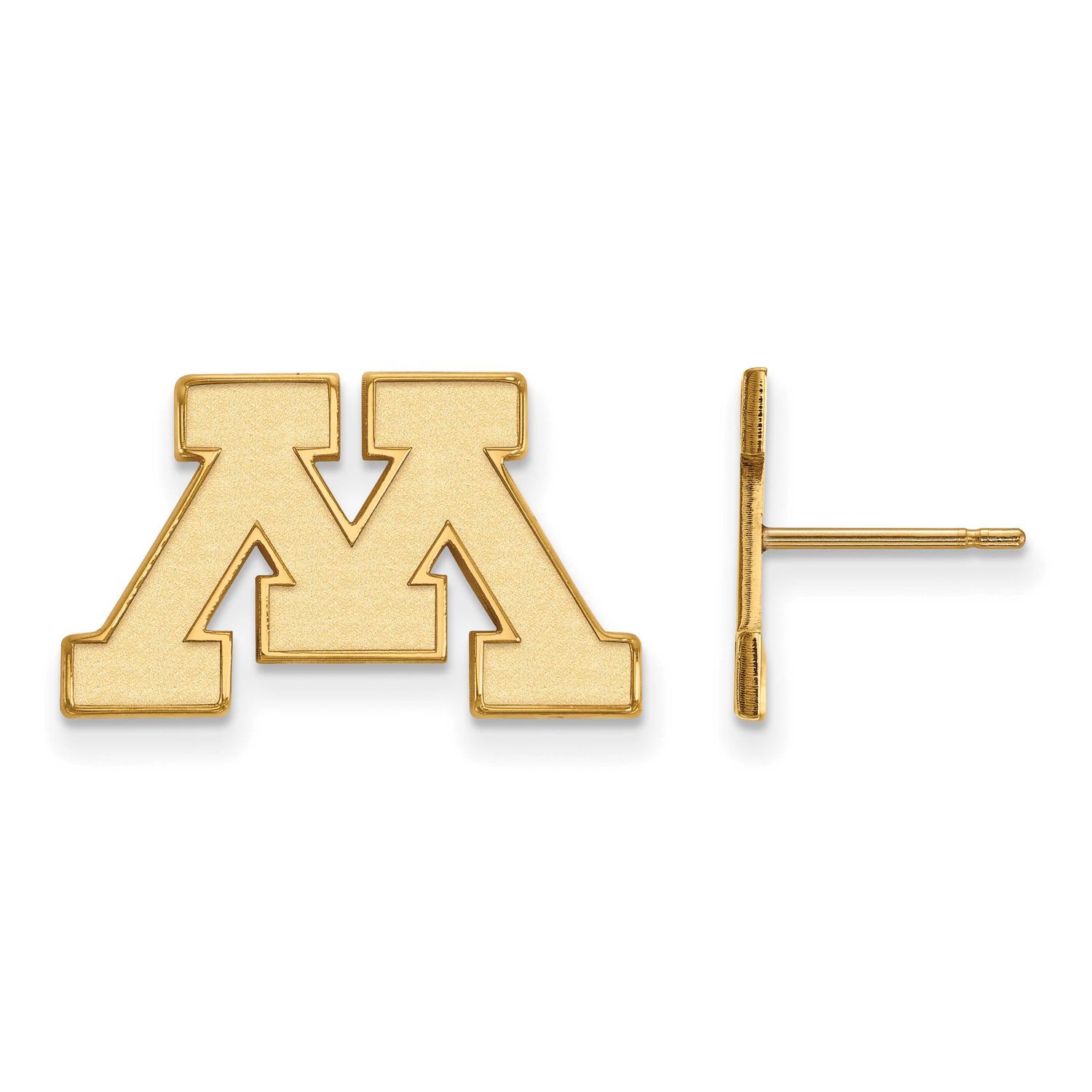 University of Minnesota Letter M Small Post Earrings Gold-plated Sterling Silver GP008UMN, UPC: 886…