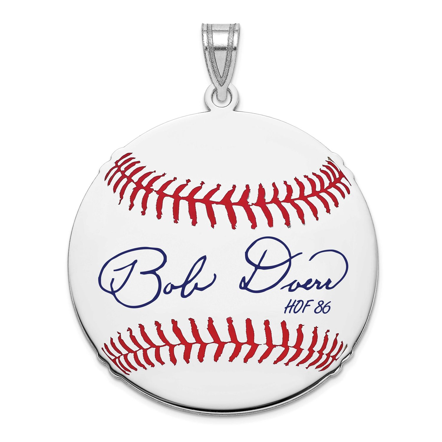 Bobby Doerr Hall of Fame Signature Large Epoxy Baseball Pendant Sterling Silver SSHF02BD86, UPC: