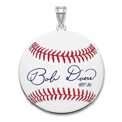 Bobby Doerr Hall of Fame Signature Large Epoxy Baseball Pendant Sterling Silver SSHF02BD86, UPC:
