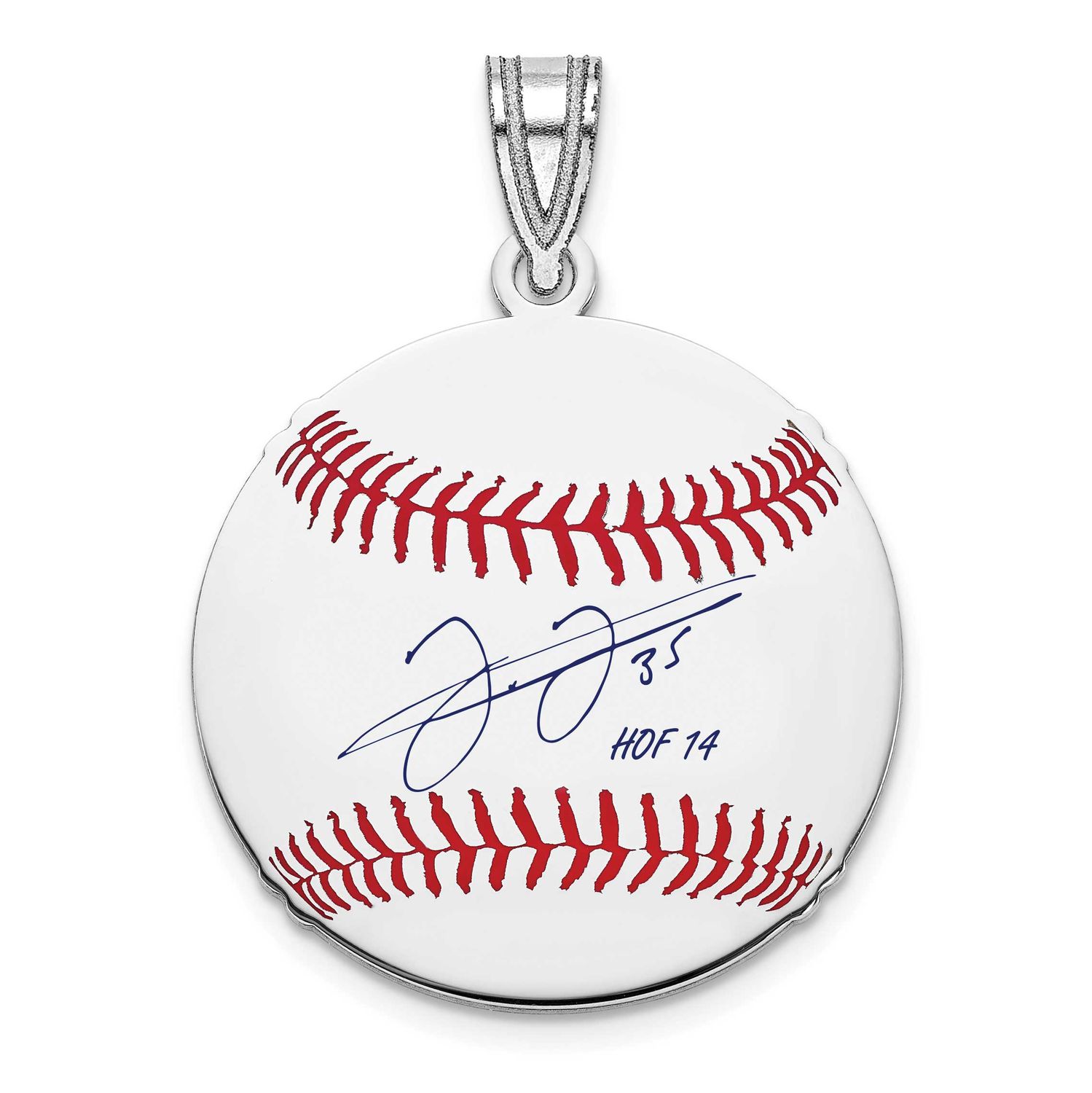 Frank Thomas Hall of Fame Signature Small Epoxy Baseball Pendant Sterling Silver SSHF11FT14, UPC: