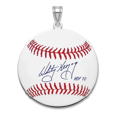 Whitey Herzog Hall of Fame Signature Large Epoxy Baseball Pendant Sterling Silver SSHF02WH10, UPC: