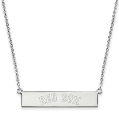 MLB Boston Red Sox Team Script Small Bar 18 Inch Necklace Sterling Silver Rhodium-plated SS041RSO-1…