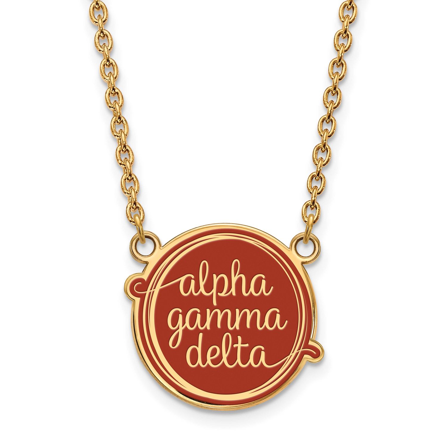 Alpha Gamma Delta Large Enl Pend with Necklace Gold-plated Sterling Silver GP013AGD-18, UPC: 886774…