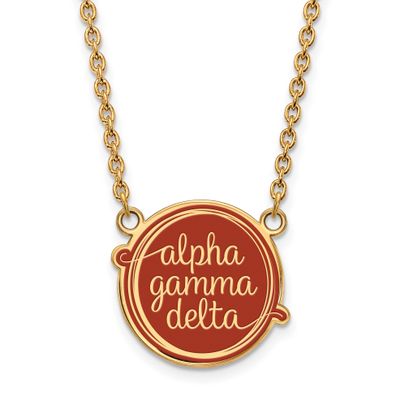 Alpha Gamma Delta Large Enl Pend with Necklace Gold-plated Sterling Silver GP013AGD-18, UPC: 886774…